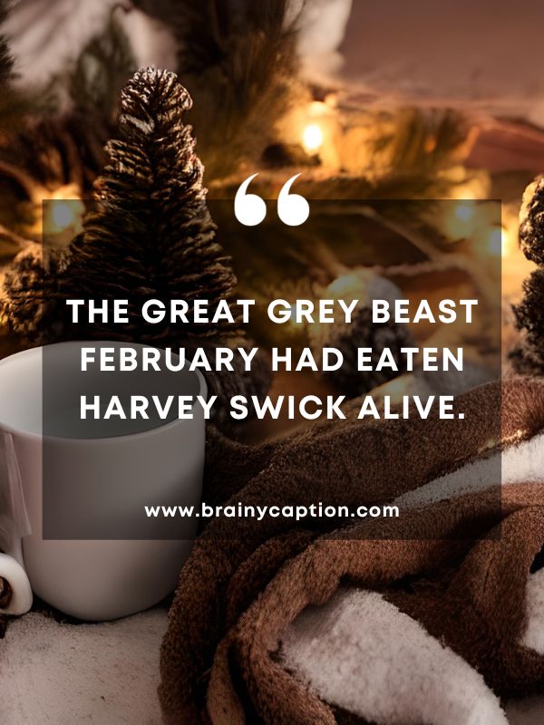 Quote Of The Day February 15- The great grey beast February had eaten Harvey Swick alive.