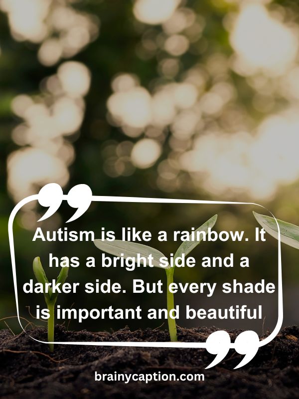 Thought Of The Day April 14- Autism is like a rainbow. It has a bright side and a darker side. But every shade is important and beautiful