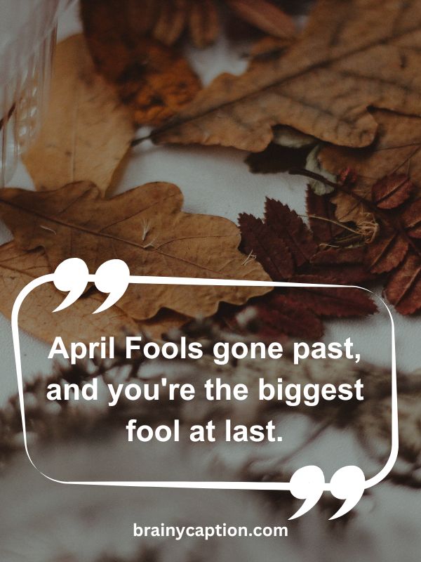 Thought Of The Day April 23- April Fools gone past, and you're the biggest fool at last.