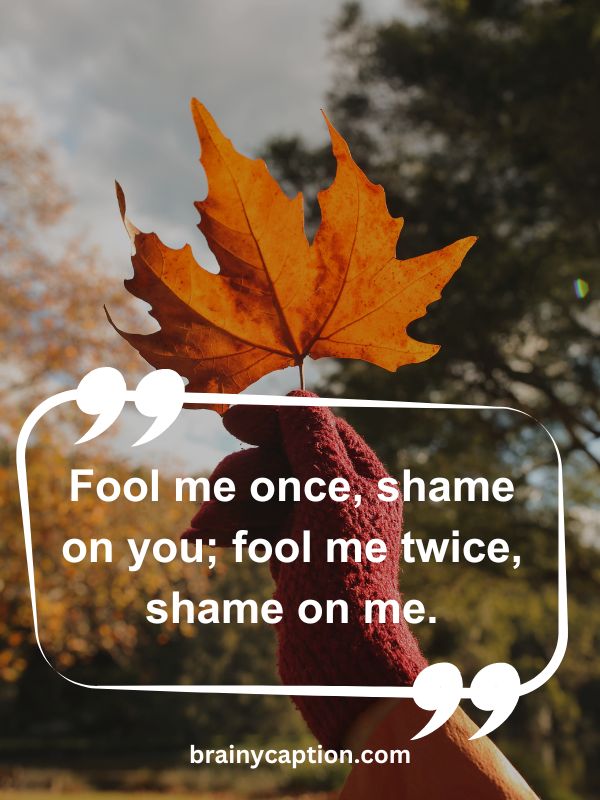 Thought Of The Day April 27- Fool me once, shame on you; fool me twice, shame on me.