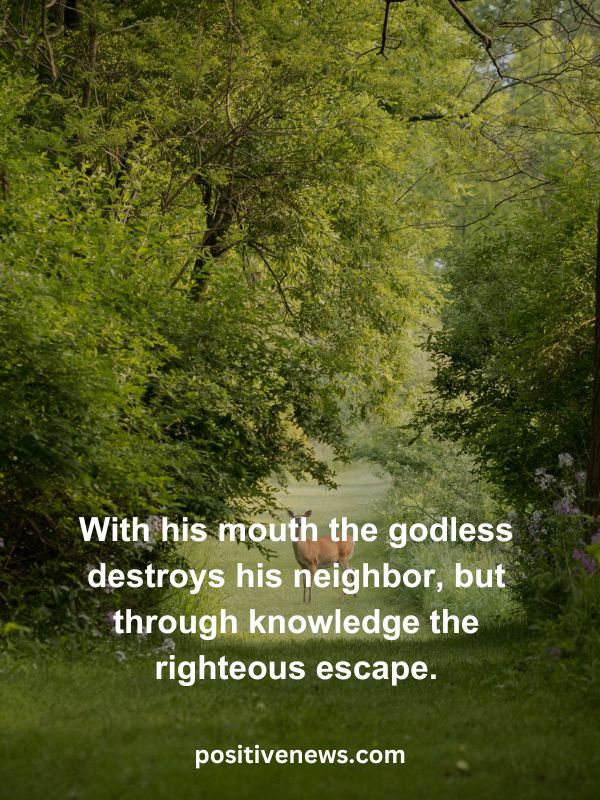 Verses Of The Day April 19- With his mouth the godless destroys his neighbor, but through knowledge the righteous escape.
